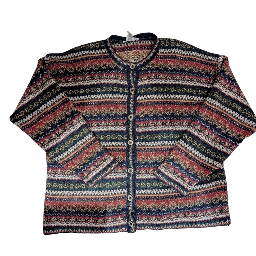 🍂Fairisle Knit Multicolor Wool Blend Cardigan Sweater🍂